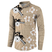 Bula Fiji Iri Buli Button Sweatshirt Woven Fan With Fijian Tapa