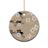 Bula Fiji Iri Buli Ceramic Ornament Woven Fan With Fijian Tapa - Polynesian Pride