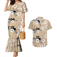 Bula Fiji Iri Buli Couples Matching Mermaid Dress and Hawaiian Shirt Woven Fan With Fijian Tapa