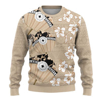 Bula Fiji Iri Buli Ugly Christmas Sweater Woven Fan With Fijian Tapa - Polynesian Pride
