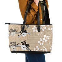 Bula Fiji Iri Buli Leather Tote Bag Woven Fan With Fijian Tapa