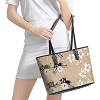 Bula Fiji Iri Buli Leather Tote Bag Woven Fan With Fijian Tapa