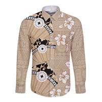 Bula Fiji Iri Buli Long Sleeve Button Shirt Woven Fan With Fijian Tapa