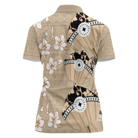 Bula Fiji Iri Buli Women Polo Shirt Woven Fan With Fijian Tapa