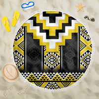 Yellow Taniko Aotearoa Beach Blanket Niho Taniwha Mix Poutama LT14 One Size 150cm Yellow - Polynesian Pride