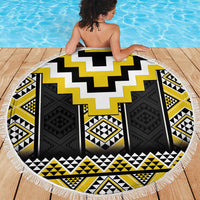 Yellow Taniko Aotearoa Beach Blanket Niho Taniwha Mix Poutama LT14 - Polynesian Pride