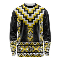 Yellow Taniko Aotearoa Long Sleeve Shirt Niho Taniwha Mix Poutama LT14 Unisex Yellow - Polynesian Pride