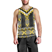 Yellow Taniko Aotearoa Men Tank Top Niho Taniwha Mix Poutama LT14 - Polynesian Pride