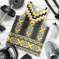 Yellow Taniko Aotearoa Men Tank Top Niho Taniwha Mix Poutama LT14 - Polynesian Pride