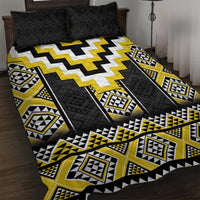 Yellow Taniko Aotearoa Quilt Bed Set Niho Taniwha Mix Poutama LT14 Yellow - Polynesian Pride