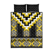 Yellow Taniko Aotearoa Quilt Bed Set Niho Taniwha Mix Poutama LT14 - Polynesian Pride