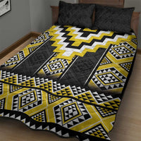 Yellow Taniko Aotearoa Quilt Bed Set Niho Taniwha Mix Poutama LT14 - Polynesian Pride