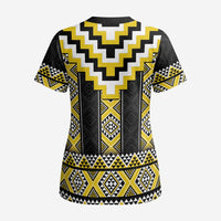 Yellow Taniko Aotearoa Scrub Top Niho Taniwha Mix Poutama LT14 - Polynesian Pride