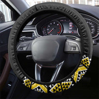 Yellow Taniko Aotearoa Steering Wheel Cover Niho Taniwha Mix Poutama LT14 - Polynesian Pride