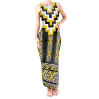 Yellow Taniko Aotearoa Tank Maxi Dress Niho Taniwha Mix Poutama LT14 Women Yellow - Polynesian Pride