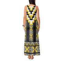 Yellow Taniko Aotearoa Tank Maxi Dress Niho Taniwha Mix Poutama LT14 - Polynesian Pride