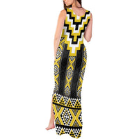 Yellow Taniko Aotearoa Tank Maxi Dress Niho Taniwha Mix Poutama LT14 - Polynesian Pride