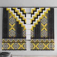 Yellow Taniko Aotearoa Window Curtain Niho Taniwha Mix Poutama LT14 With Hooks Yellow - Polynesian Pride