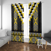 Yellow Taniko Aotearoa Window Curtain Niho Taniwha Mix Poutama LT14 With Grommets Yellow - Polynesian Pride