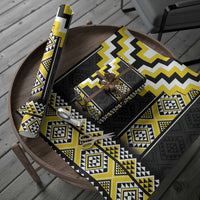 Yellow Taniko Aotearoa Wrapping Paper Niho Taniwha Mix Poutama LT14 - Polynesian Pride