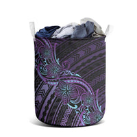 Teal Purple Polynesia Plumeria Tattoo Laundry Basket LT14 - Polynesian Pride