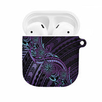Teal Purple Polynesia Plumeria Tattoo AirPods Case
