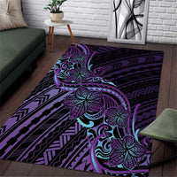 Teal Purple Polynesia Plumeria Tattoo Area Rug