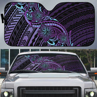 Teal Purple Polynesia Plumeria Tattoo Auto Sun Shade LT14 Purple - Polynesian Pride