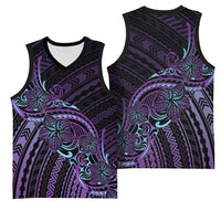 Teal Purple Polynesia Plumeria Tattoo Basketball Jersey LT14 - Polynesian Pride