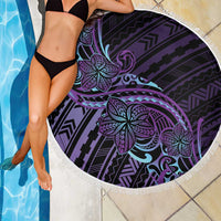 Teal Purple Polynesia Plumeria Tattoo Beach Blanket LT14 - Polynesian Pride