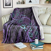 Teal Purple Polynesia Plumeria Tattoo Blanket LT14 Purple - Polynesian Pride