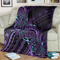 Teal Purple Polynesia Plumeria Tattoo Blanket LT14 - Polynesian Pride