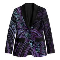 Teal Purple Polynesia Plumeria Tattoo Blazer LT14 Unisex Purple - Polynesian Pride