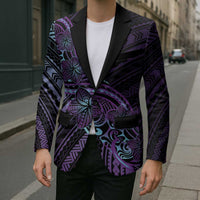 Teal Purple Polynesia Plumeria Tattoo Blazer LT14 - Polynesian Pride