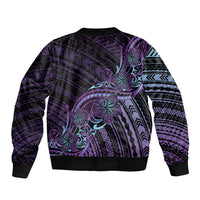 Teal Purple Polynesia Plumeria Tattoo Bomber Jacket LT14 - Polynesian Pride