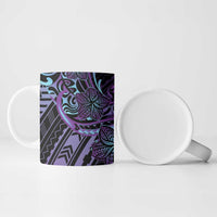 Teal Purple Polynesia Plumeria Tattoo Ceramic Mug LT14 - Polynesian Pride