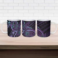 Teal Purple Polynesia Plumeria Tattoo Ceramic Mug LT14 - Polynesian Pride