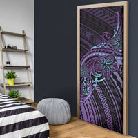 Teal Purple Polynesia Plumeria Tattoo Door Cover LT14 - Polynesian Pride