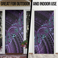 Teal Purple Polynesia Plumeria Tattoo Door Cover LT14 - Polynesian Pride