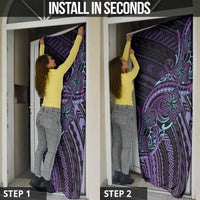 Teal Purple Polynesia Plumeria Tattoo Door Cover LT14 - Polynesian Pride