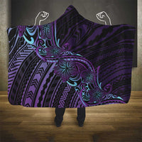 Teal Purple Polynesia Plumeria Tattoo Hooded Blanket LT14 - Polynesian Pride