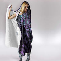 Teal Purple Polynesia Plumeria Tattoo Hooded Blanket LT14 - Polynesian Pride
