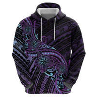 Teal Purple Polynesia Plumeria Tattoo Hoodie LT14 - Polynesian Pride