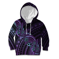 Teal Purple Polynesia Plumeria Tattoo Kid Hoodie LT14 Hoodie Purple - Polynesian Pride