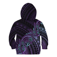 Teal Purple Polynesia Plumeria Tattoo Kid Hoodie LT14 - Polynesian Pride