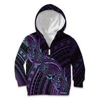 Teal Purple Polynesia Plumeria Tattoo Kid Hoodie LT14 Zip Hoodie Purple - Polynesian Pride