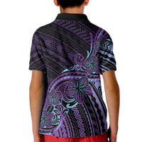 Teal Purple Polynesia Plumeria Tattoo Kid Polo Shirt LT14 - Polynesian Pride