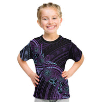 Teal Purple Polynesia Plumeria Tattoo Kid T Shirt LT14 Purple - Polynesian Pride