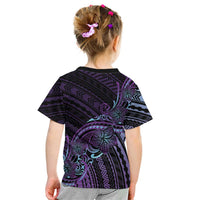 Teal Purple Polynesia Plumeria Tattoo Kid T Shirt LT14 - Polynesian Pride
