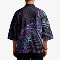 Teal Purple Polynesia Plumeria Tattoo Kimono LT14 - Polynesian Pride
